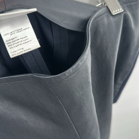 Akris Punto Fitted Nappa Leather and Jersey Pants Navy‎ Black 8 - Picture 6 of 8